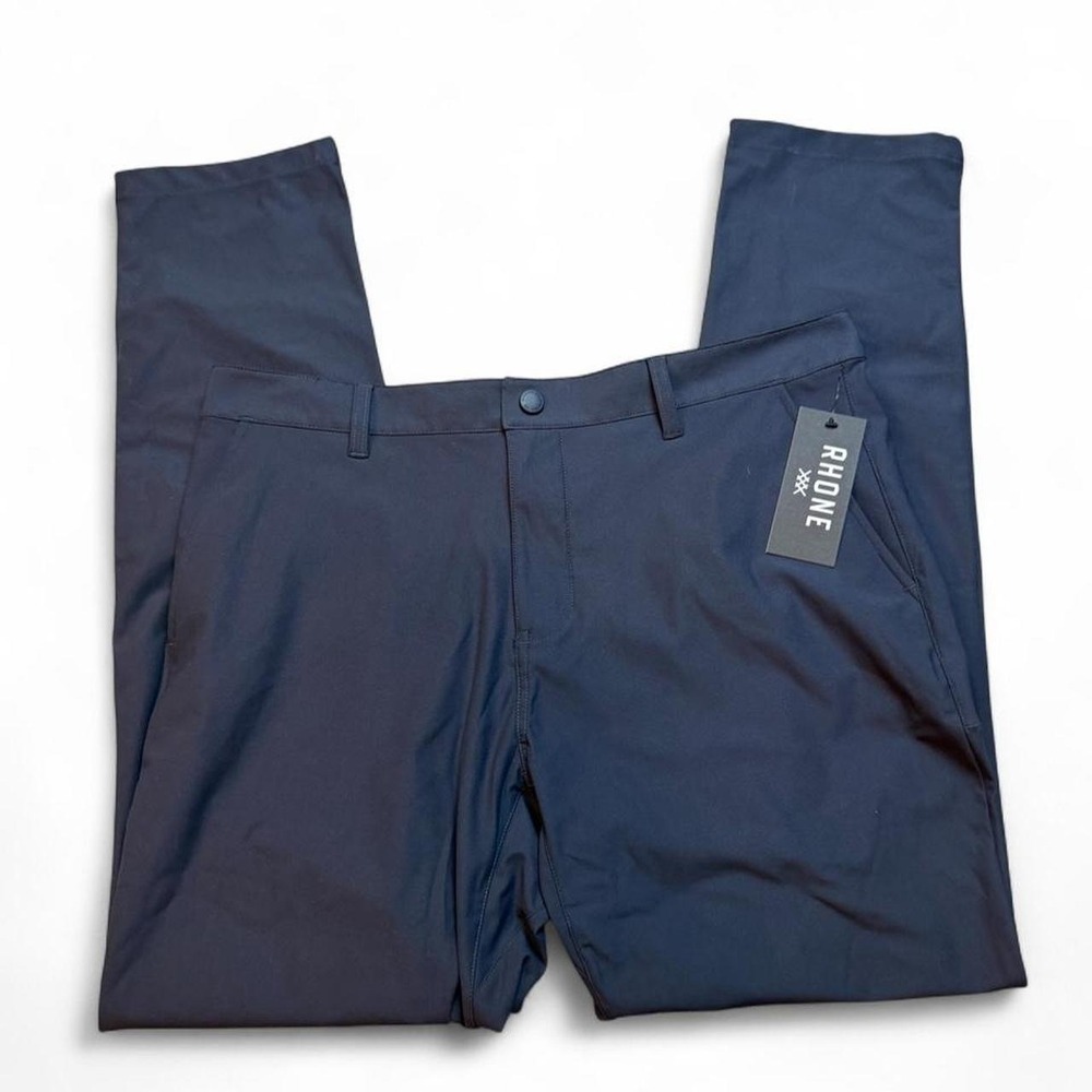 Rhone Commuter Pant Slim Men's 34x32 Navy Blue Flex-Knit Performance Pants NWT